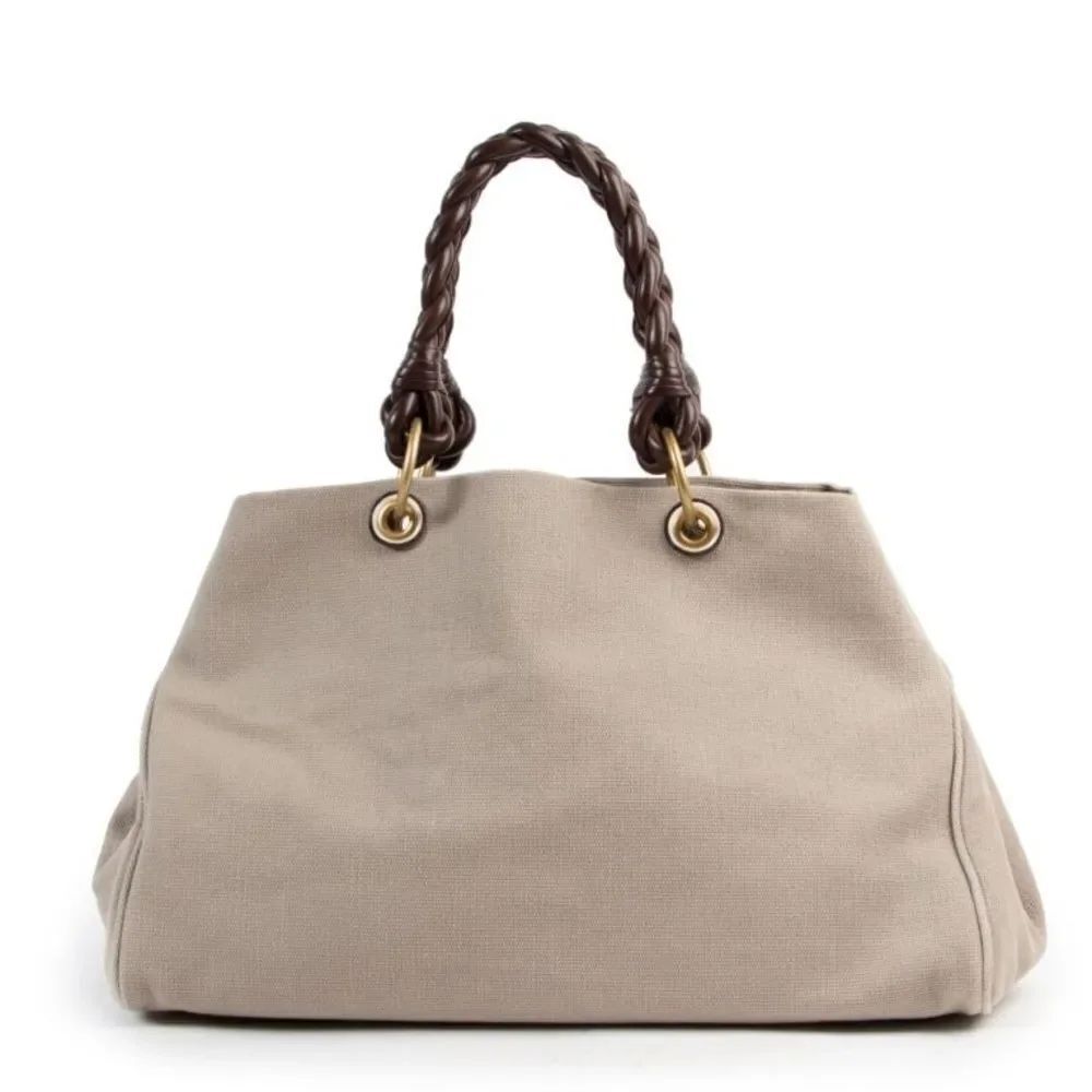 Bottega Veneta Canvas Braided Leather Tote